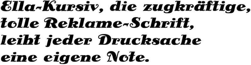 Druckmuster mit Text «Ella-Kursiv, 28pt»