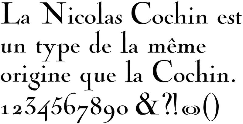 Druckmuster mit Text «Nicolas Cochin, 60pt»