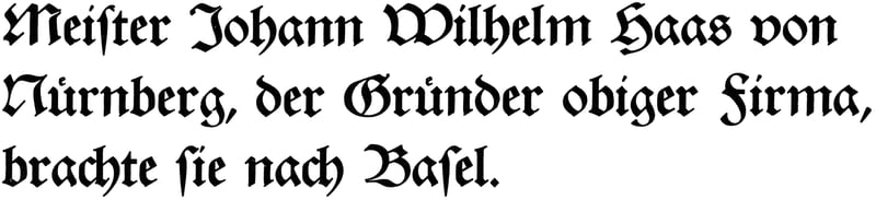 Druckmuster mit Text «Nuernberger Schwabacher, Johann Wilhelm Haas, 36pt»